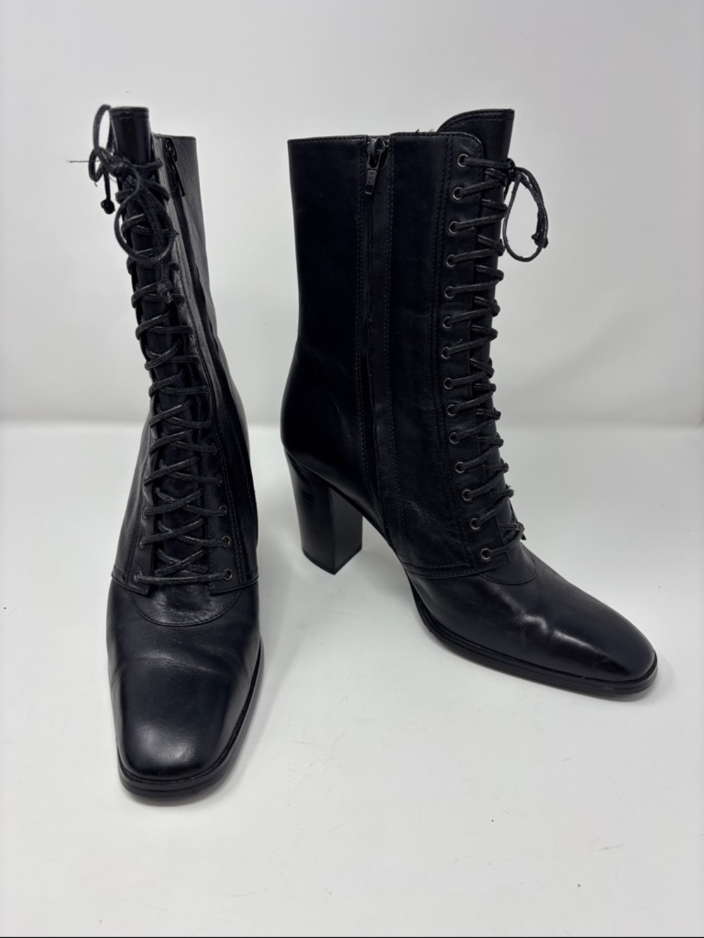 Jacqueline Ferrar | 6.5M 6.5 Women's Black Lace-Up High Heel Ankle Boots